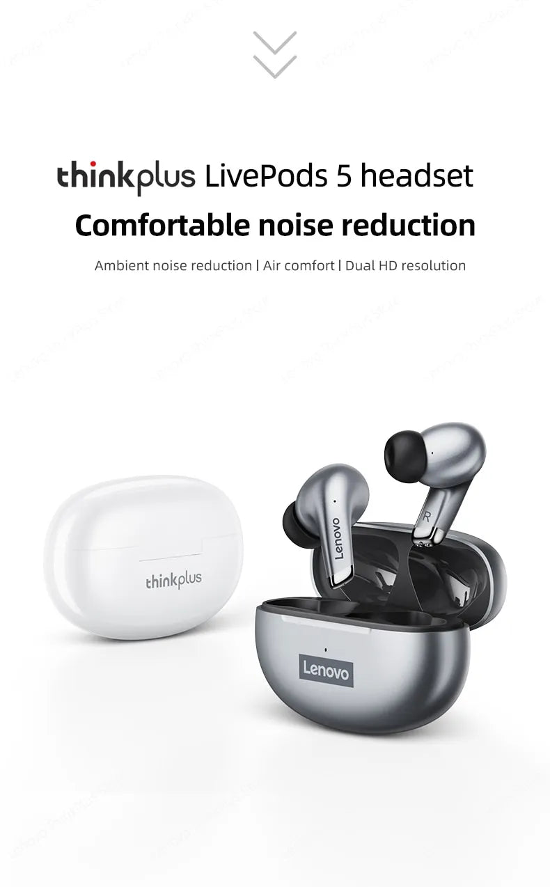 Original Lenovo LP5 Wireless Bluetooth Earbuds HiFi Music Earphones